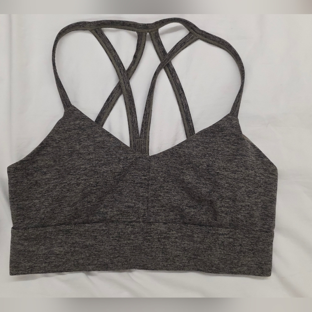 JoyLab Brown/cream Heathered Strappy Longline Brushed Jersey Bra M Like New